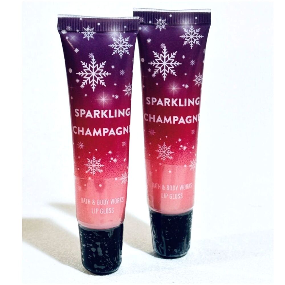 Bath & Body Works Sparkling Champagne Lip Gloss Shimmer Tube 2 Pack Lot NEW